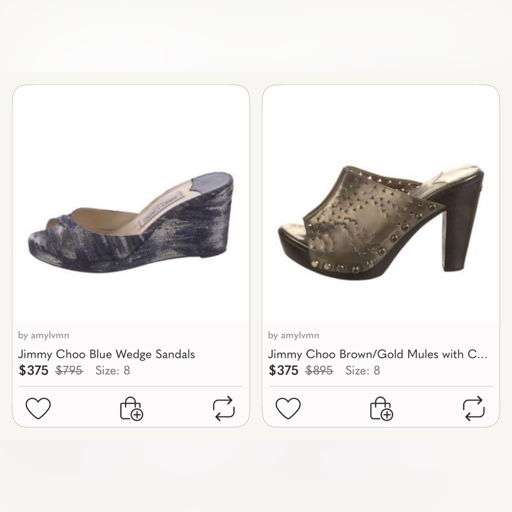 Jimmy Choo Blue Wedge Sandals and Mules - Bundle for both